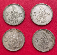 Beau Lot De 4 Monnaies De 5 Francs Charlotte Grande Duchesse De Luxembourg, Argent. 1929 - Luxembourg