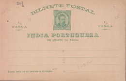 1890.  INDIA PORTUGUESA. 1/4 TANGA BILHETE POSTAL  - JF442956 - Portugiesisch-Indien