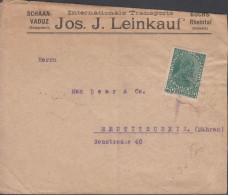1918. LIECHTENSTEIN. Fürst Johann II 20 HELLER On Cover (Internationale Transporte Jos. J. Lei... (Michel 10) - JF445085 - Covers & Documents