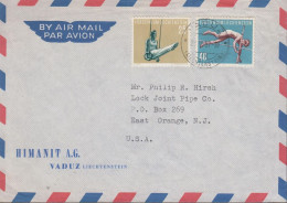 1957. LIECHTENSTEIN. 25 + 40 Rp Sport  On AIR MAIL Cover To USA Cancelled VADUZ (LIECHTENSTE... (Michel 344+) - JF445091 - Brieven En Documenten