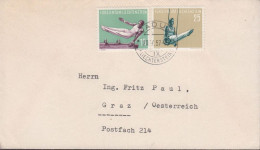 1957. LIECHTENSTEIN. 15 + 25 Rp Sport  On AIR MAIL Cover To Graz, Oesterreich Cancelled VADU... (Michel 355+) - JF445093 - Brieven En Documenten