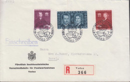 1943. LIECHTENSTEIN. Franz Josef And Gina In Complete Set With 3 Stamps On Registered Cov... (Michel 211-213) - JF445096 - Storia Postale