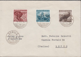 1946. LIECHTENSTEIN. Hunting In Complete Set With 3 Stamps On FDC To LECCO, Italy Cancell... (Michel 249-251) - JF445097 - Cartas & Documentos