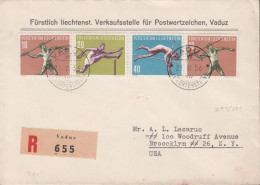 1956. LIECHTENSTEIN. SPORT. Complete Set With 4 Stamps On FDC VADUZ 21. VI. 56 Registered... (Michel 342-345) - JF445100 - Briefe U. Dokumente