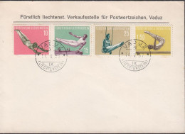 1957. LIECHTENSTEIN. SPORT. Complete Set With 4 Stamps On FDC VADUZ 14. V. 57 Registered ... (Michel 353-356) - JF445103 - Covers & Documents