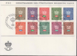 1968. LIECHTENSTEIN. FDC DIENSTMARKEN With 10 Stamps Cancelled VADUZ 29.AUG.1968. (Michel Dienst 45-52+) - JF445111 - Official