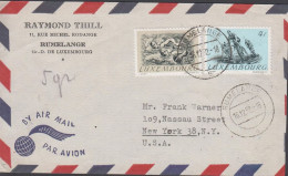 1952.  LUXEMBOURG. 4 F Biking +3 F Swimming On Small AIR MAIL Cover To USA Cancelled RUMELAN... (Michel 499+) - JF445143 - Briefe U. Dokumente