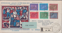 1953. LUXEMBOURG. Fine Registered FDC To USA With Complete Set CARITAS PLAYS Cancelled Fi... (Michel 517-522) - JF445149 - Covers & Documents