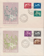 1954. LUXEMBOURG. Two Fine Covers With Complete Set CARITAS Cancelled First Day Of Issue ... (Michel 525-530) - JF445152 - Brieven En Documenten