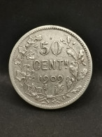 50 CENTIMES ARGENT 1909 LEOPOLD II TYPE VINCOTTE EN NEERLANDAIS BELGIQUE - 50 Cents