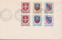 1958. LUXEMBURG Complete Set CARITAS With City Coat Of Arms From The Different Kartons On... (Michel 595-600) - JF445163 - Lettres & Documents