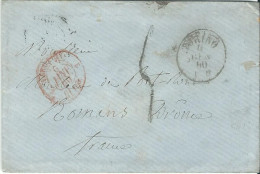 ITALIE TURIN POUR ROMANS ( DROME ) + CACHET ROUGE SARDAIGNE  DE 1860 LETTRE COVER - Sardegna