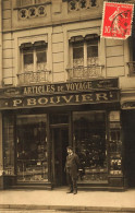 Lyon * Carte Photo 1911 * Devanture Articles De Voyage P. BOUVIER Sellerie * Commerce Magasin Cachet Lyon Gare - Other & Unclassified