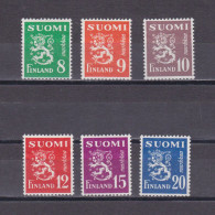 FINLAND 1950, Sc# 291-296, CV $49, Lions, MH - Unused Stamps