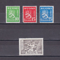 FINLAND 1952, Sc# 302-305, CV $20, Lions, MH - Unused Stamps