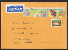 Australia: Airmail Cover To Netherlands, 6 Stamps, Animal, Parrot Bird, Fish, Air Label (vague Cancel, Much Tape Used) - Lettres & Documents