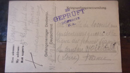WWI Recepisse Remise Colis Camp Prisonniers DOEBERITZ Cachet LIGUE FEMMES FRANCAISES NOIRETABLE 42 LIGUE FEMMES FRANCAIS - 1. Weltkrieg 1914-1918