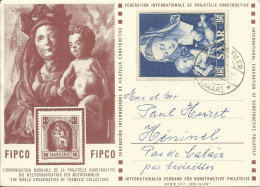 ALLEMAGNE CARTE 15F SAAR POUR HENINEL ( PAS DE CALAIS ) DE 1954 LETTRE COVER - FDC
