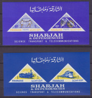 Sharjah 1965 Mi. Blocks 12 & 13 Miniature Sheets Science Transport & Telecommunication, MNH** - Dubai