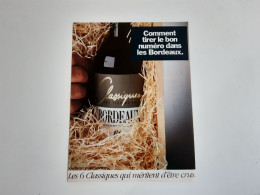 Publicité De Presse Vin Bordeaux Classiques - Alcoholes