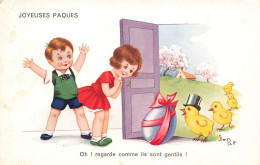 FÊTES - VŒUX - Joyeuses Pâques - Enfants Et Des Poussins - Jim Patt - Colorisé - Carte Postale Ancienne - Ostern