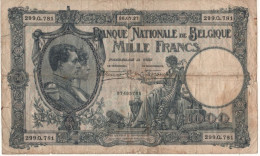 BELGIUM  Scarce 1'000 Francs   P96   Dated  26-07-27 ( King Albert, Queen Élisabeth +woman Doing Embroidery At Back ) - 1000 Franchi & 1000 Franchi-200 Belgas