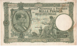 BELGIUM  1'000 Francs-200 Belgas P110  Dated  21-04-43 ( King Albert, Queen Élisabeth +woman Doing Embroidery At Back ) - 1000 Francs & 1000 Francs-200 Belgas