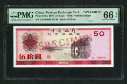 China Paper Money 1979 Foreign Exchange Certificate 50 P-FX6s PMG 66 Specimen Banknotes - Chine