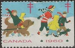 CANADA 1960 Charity Stamp -  (-). - Children And Dogs In The Snow MNG - Local, Strike, Seals & Cinderellas