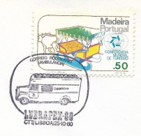 Portugal Cachet Commémoratif Camion Ambulance Poste Expo Philatelique Lubrapex 1980 Event Pmk Postal Truck Stamp Expo - Vrachtwagens