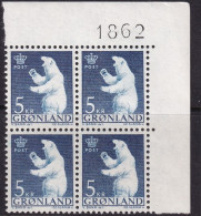 Greenland 1963 Sc 64  Upper Right Block MNH** - Unused Stamps