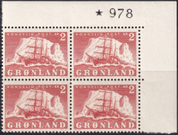 Greenland 1950 Sc 37  Upper Right Block MNH** - Neufs