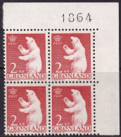 Greenland 1963 Sc 63  Upper Right Block MNH** - Nuevos