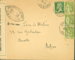 Guerre 40 YT N°284A Paix X3 + 174 Pasteur CAD ? Aveyron 22 2 40 Censure Bande + Cachet PE 246 = Rodez Pr La Belgique - 2. Weltkrieg 1939-1945