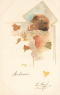 Jugendstil * 4 CPA Illustrateur Art Nouveau * Femmes * Les 4 Saisons * Printemps été Automne Hiver * Fleurs Feuilles - Avant 1900