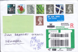 Great Britain Royal Mail Registered Einschreiben Label 2023 Mult. Franked Cover Brief Lettre BRØNDBY STRAND Denmark - Unclassified