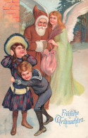 Santa Claus , Père Noël * CPA Illustrateur * Joyeux NOEL Joyeuse St Nicolas * Ange Angel Enfants - Kerstman