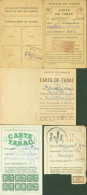 Guerre 40 Restriction 4 Cartes Différentes De Tabac Ministère Des Finances Avec Ou Sans Timbre Fiscal - Guerra De 1939-45