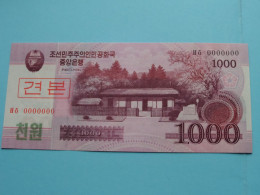 1000 Won 2008 (1948-2018) > N° 0000000 ( For Grade, Please See Photo ) UNC > North Korea ! - Corea Del Nord