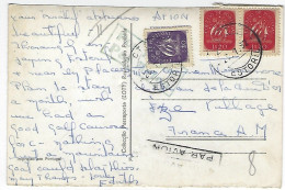 1952 - PORTUGAL - FRANCE ( Eze - Alpes Maritimes ) CP Timbree Caravel X 3 + PAR AVION ESTORIL - Storia Postale