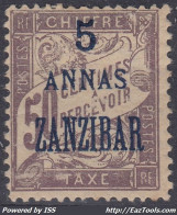 TIMBRE ZANZIBAR TAXE 5 ANNAS N° 5 NEUF * GOMME AVEC CHARNIERE FORTE - Unused Stamps