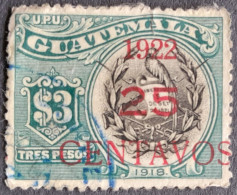 Guatemala 1922 Armoiries Arms Surcharge Overprint Type IV Yvert 186 O Used - Timbres