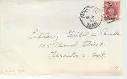 24479) Canada Ninette Postmark Cancel 1945 Duplex  DMB 229  - Covers & Documents