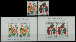 Korea 1974 - Mi-Nr. 913-914 & Block 376-377 ** - MNH - Früchte / Fruits - Corée Du Sud