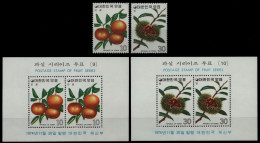 Korea 1974 - Mi-Nr. 951-952 & Block 398-399 ** - MNH - Früchte / Fruits - Corée Du Sud