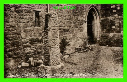 EXETER, DEVON, UK - ST NICOLAS PRIORY, CROSS SHAFT AND CLOISTER ENTRY - - Exeter