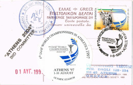 52648. Postal ATENAS (grecia) 1997. Olympic Games, Bid Commitee. Athletisme. Las Musas. Label, Viñeta - Covers & Documents