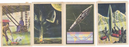 TRADE CARDS, CHOCOLATE, JACQUES, SCIENCE, FIREWORKS, JULES VERNE, ROCKETS, 4X - Jacques