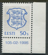 Estonia:Unused Stamp Coat Of Arm 50 Cents III Issue, Corner!, 1996, MNH - Estonie