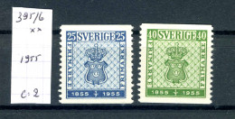 Suède  N° 395/6 Xx    Centenaire Du Timbre - Unused Stamps